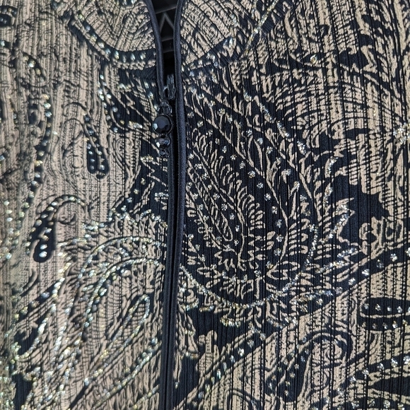 Alex Evenings Jacket Women Large Gold Sparkle Shimmer Metallic Lightweight Zip - Picture 9 of 13